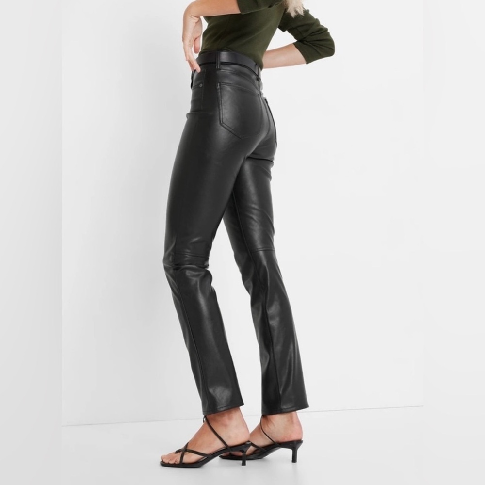 GAP Vintage High-Rise Black Faux Leather Straight Leg Pants